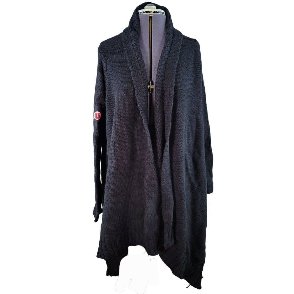Meesh & Mia Utah Utes Black Cardigan Wrap Sweater Sz M